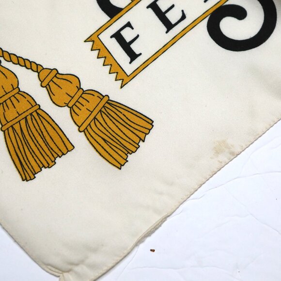 Vintage FERGANI Emanuel Geraldo Long Cat Poly Scarf Cream Black Gold Italy - Picture 12 of 12